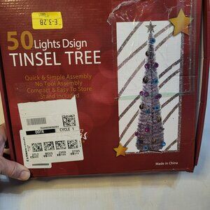 50 Lights Design Tinsel Tree With Quick & Simple Assembly